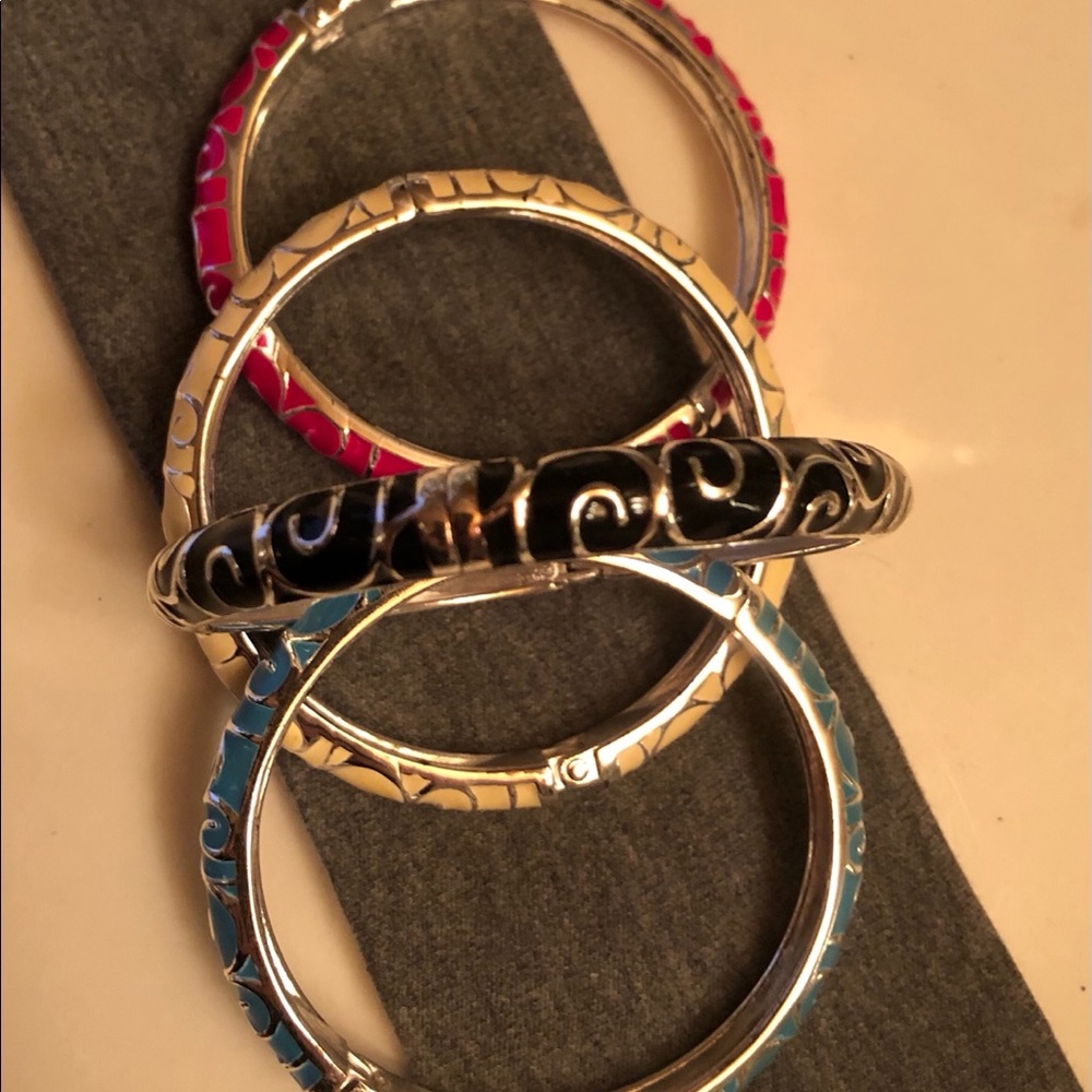 4, Enamel Swirl Stackable Hinged Bangle Bracelets - image 6